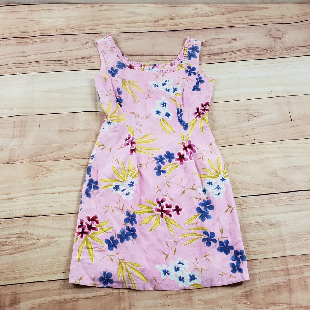 Donna‎ Ricco Dress Womens 2P Pink Purple Mini A-line Short Sleeveless Linen